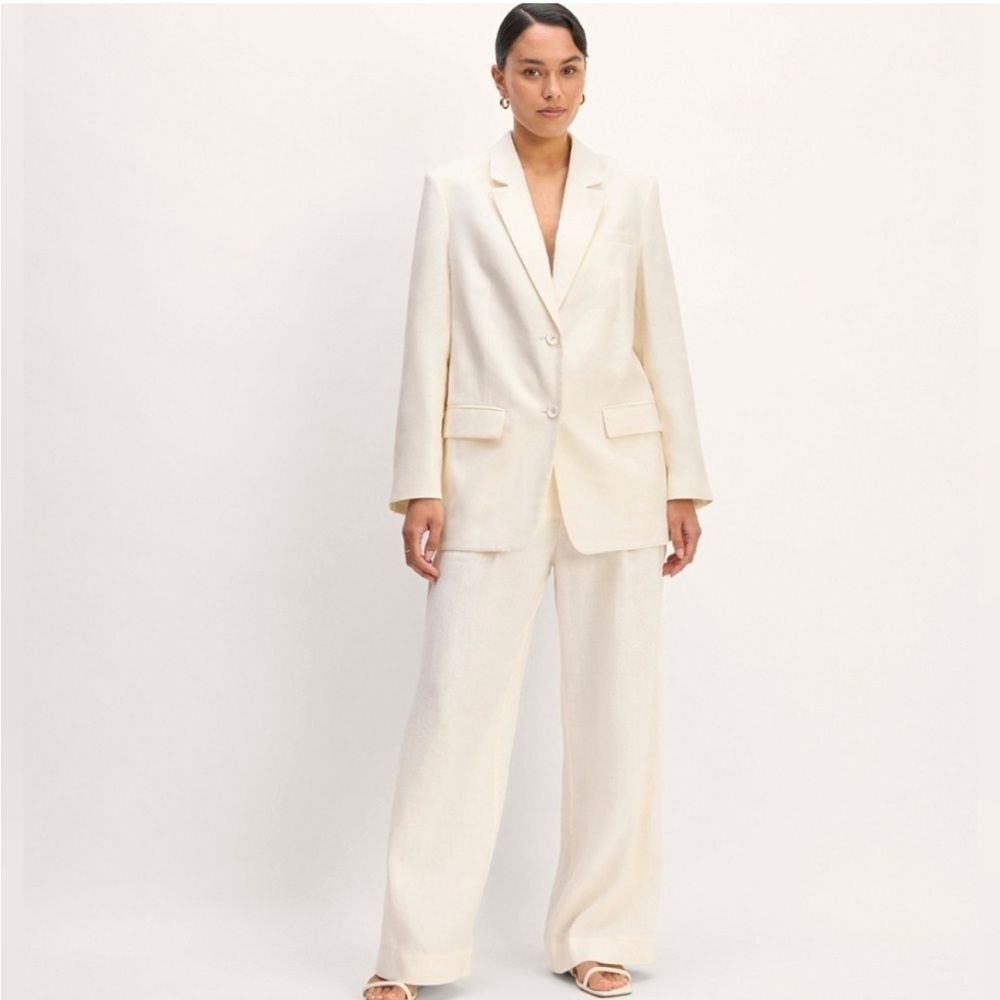Everlane The Oversized Linen Cotton Blazer Womens 16 Bone Cream